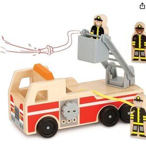 Melissa & Doug Wooden Fire Truck With 3 Firefighter Play Figures